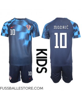 Günstige Kroatien Luka Modric #10 Auswärts Trikotsatzt Kinder WM 2022 Kurzarm (+ Kurze Hosen)
